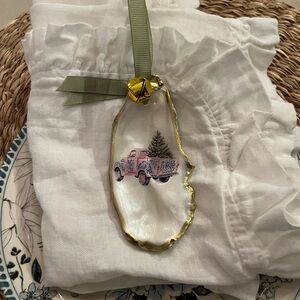 Holiday Pink Truck Oyster Shell Ornament by